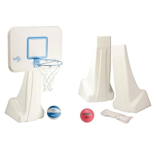 Dunnrite Products Pool Sport 2-in-1 Swimming Basketball Hoop and Volleyball Combo Set