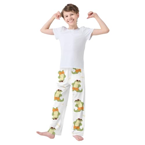 Cute Crocodile Boys Pants Boys Athletic Pants Long Pant for Boywith Pockets Wide-Leg Size 6-14Y3