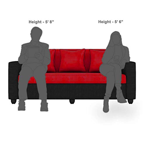 Image of Bharat Lifestyle Tulip Fabric 3 Seater Red & Black Sofa Luxurious Looks and Comfortable Sofa for Living Room, Bedroom, Home and Office, Assembly DIY(Do-It-Yourself) 1 Year Warranty