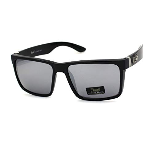 Image of Locs Colored Reflective Black Rectangular Gangster Hardcore Sunglasses