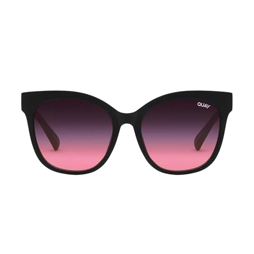 QUAY ITS MY WAY 57496 53mm MATTE BLACK/BLACK PINK FADE Cateye Sunglasses for Women + BUNDLE with ACCESSORY EYEWEAR KIT
