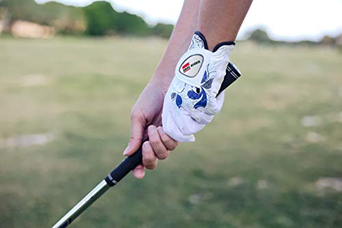 Birdie Town Jupiter Women’s Golf Glove - Breathable Synthetic Leather - One Size Fits Most (Blue, Worn On Left Hand (Right Handed Golfer)) #TOP1