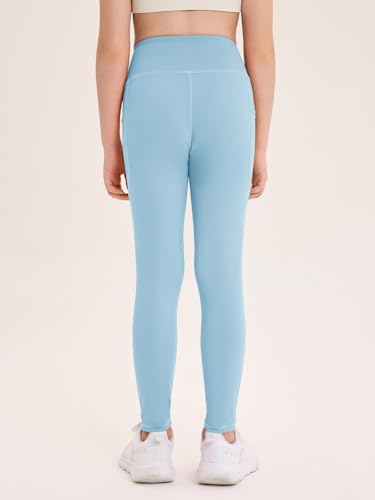 Haloumoning Leggings atléticas para meninas, cintura alta, elástica, para corrida, ioga, com bolsos,