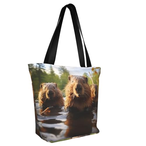 beaver working1 Print Comfortable Shoulder Bag Summer HandbagTravel Beach Work Daily Use Versatile Carry2