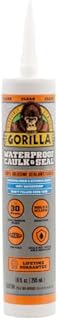 Gorilla Waterproof Caulk & Seal 100% Silicone Sealant, 10oz Cartridge, Clear (Pack of 1)