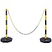 VEVOR Adjustable Traffic Delineator Post Cones, 2 Pack, Traffic Safety Delineator Barrier with Fillable Base 8FT Chain, for Traffic Control Warning Parking Lot Construction Caution Roads, Yellow&Black