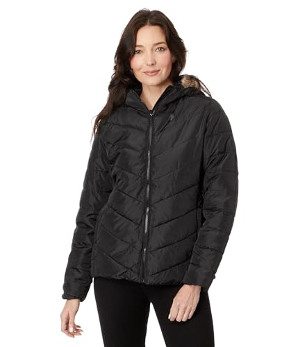 U.S. POLO ASSN. Chevron Cozy Faux Fur Lining Quilted Puffer with Cozy Faux Fur Hood