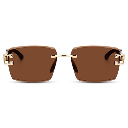 Image of Dervin UV Protected Rectangular Rimless Sunglasses for Men and Women