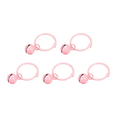 uxcell 5Pcs Keyrings with Bells, Pink 30mm/0.51