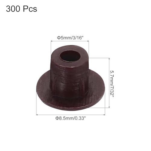 Image of MECCANIXITY 300pcs Plastic Hole Plugs, 5mm (3 /16 Inch) Deep Brown Screw Caps Cover Snap in Locking Round Button Top Shelf Plugs for Cabinet Cupboard Bookcase License Plate Furniture