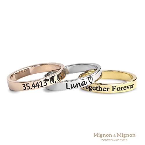 MignonandMignon Personalized Name Ring for Women, Custom Roman Numeral Initials Band, Engraved Gifts for Couples, Friendship or Promise Ring -R43