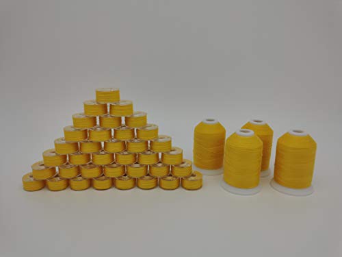 Combo de Cintas de Coser DOUBLELIN Size A 205 Amarillo 36 Bobinas + 4 Hilos miniatura 1