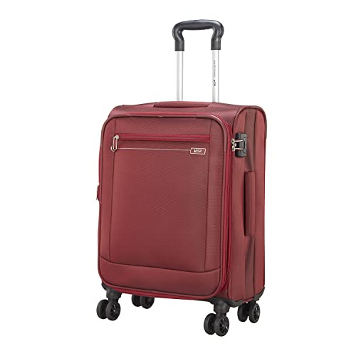 Image of VIP Polyester Solid Pattern Knight 8W Exp Trolley Bag With Spinner Wheels (H) 55 Red Soft (Red, Small)
