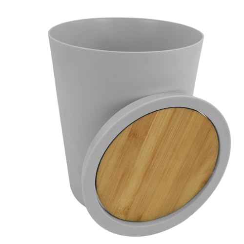 Organización Del Hogar, Home Bote De Basura Minimalista Con Tapa De Bambú (Gris, Chico)