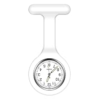 Vicloon Krankenschwester Uhren,Schwesternuhren mit Clip, Dehnbare Silikon Hülle, um Bruch zu Verhindern, Glow Pointer, Quarzwerk, Ansteckuhr für Krankenschwestern und Ärzte（Weiss）