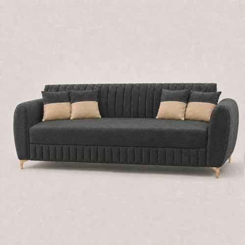 Image of CASASTYLE Signature Velour 3 Seater Sofa Set | Boston Matte Fabric | 40D Foam + Zigzag Spring | 3-Yr Warranty (Ash Grey)