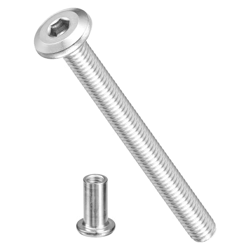 Image of METALLIXITY Crib Screws Replacement Set(M6-1x60mm) 20Pcs, Stainless Steel Connector Bolts M6 Screw Barrel Nuts Binding Screws, for Chair Cabinet Bed, Silver