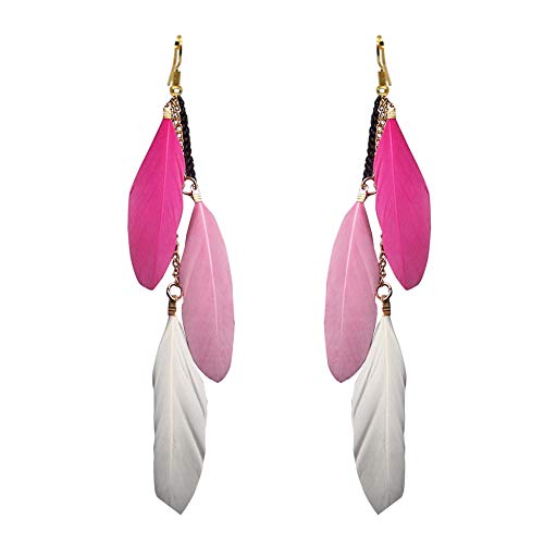 Preisvergleich Produktbild CoURTerzsl Damen Ohrringe, Feder-Quaste, lang, baumelnd, Schmuck, Weihnachtsgeschenk