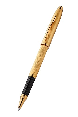 Image of Cross Century II Polished 23KT Gold-Plated Engraved Diamond Pattern Refillable Rollerball Pen - Medium Point, Black Ink, Presented in a Luxury Gift Box