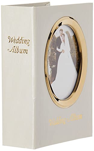 Pioneer Photo Albums WFM-46/GT 100-Pocket Moire Cover Album with Goldtone Oval Frame and Wedding Album Text for 4 by 6-Inch Prints, Ivory