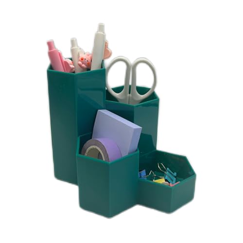Image of Pencil Organizer Pen Holder for Desk Pens Cup Small Desk Organizer Cute Pen Holder for Office,School and Home (Teal, L-Shape)
