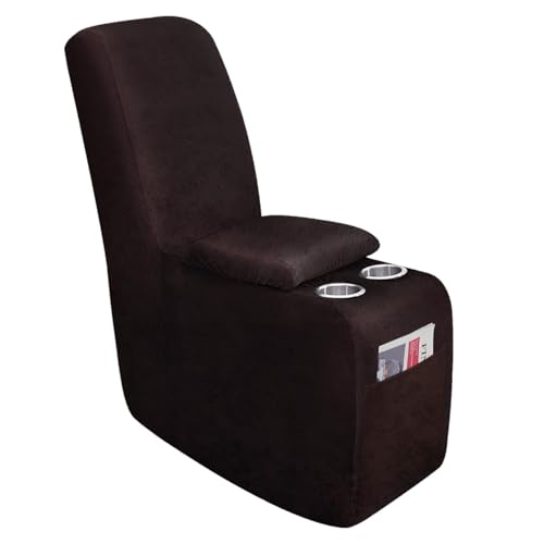 Image of molasofa Leather Like Additional Recliner Console Cover for Reclining Loveseat Covers Stretch Jacquard Middle Console Cover for Recliner Couch(Dark Chocolate)