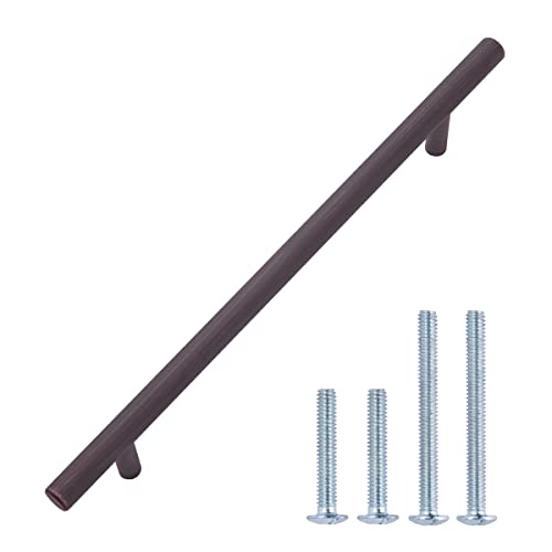Image of South Main Hardware Euro Bar Cabinet Handle (3 /8 inch Diameter), 8.69 inch Length (6.31 inch Hole Center), Oil Rubbed Bronze, 10-Pack