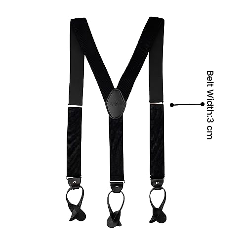 Image of The Tie Hub Button Suspenders for Men | Gentry Button-On Y-Back Elastic Braces | Adjustable 1.25 Inch | Formal Wedding