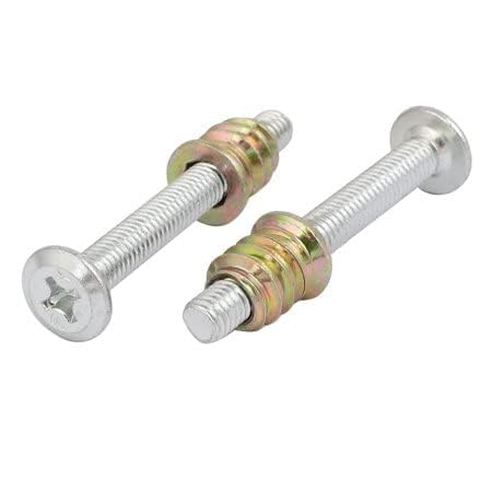 Image of Rely⇒VP INDUSTRIES (Combo Set -10 Pcs) M6x45mm Flat Head JCB Phillips Screw with M6x13mm D-Nut Cut Threaded with Allen Key 1 Pc | Fastener for Joining Wood Boards, Cabinets,Cupboards,Chairs & Beds.