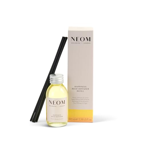 NEOM Happiness Reed Diffuser Refill 100ml | Neroli Mimosa & Lemon I 100% natural fragrances for 12 weeks I Pure essential oils I Boost your mood