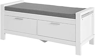 SoBuy® FSR74-W, 2 Drawers Shoe Bench Shoe Rack Shoe Cabinet Hallway Storage Bench with Seat Cushion