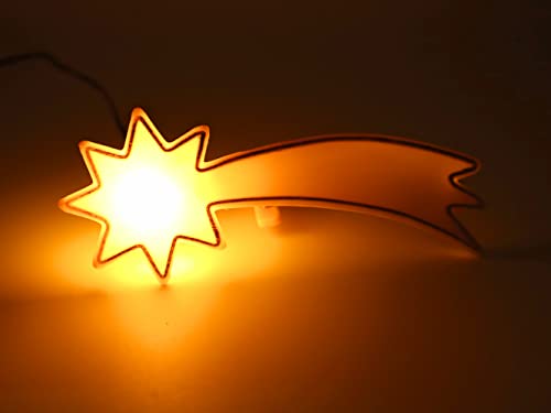 BELI-BECO 555 Komet - Stern gelb für Krippe mit Beleuchtung - Krippenbeleuchtung - Kunststoff - klare Glühlampe E 5,5-4,5 V - 0,2A (35 mm)