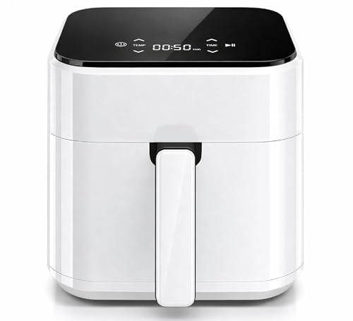 Image of Air Fryer 3.17QT with Clear Window, Simple Operation Airfryer Non-Stick Basket Dishwasher Safe, Square Airfryer, Air Fry, Roast, Reheat, Dehydrate, Steam, 400F Rapid Air Crispy Technology, White