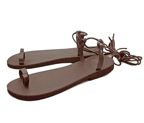 Barefoot Men Leather Sandals, Double Toe Ring, Sexy Gay Sandals, Greek Leather Sandals - INDIGO3