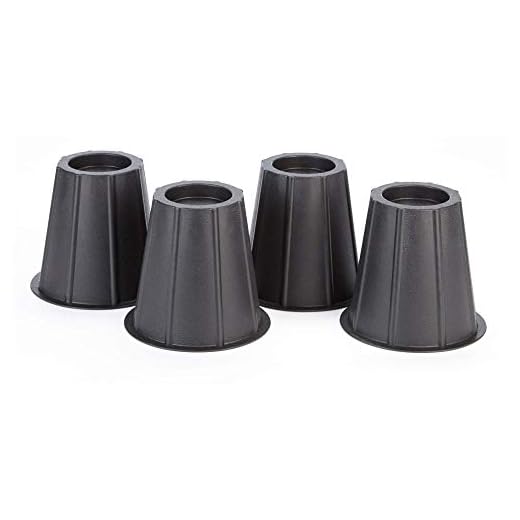 Type A Extra Tall Bed Risers | Dorm Room, Couch, Furniture and Bed Riser for Extra Height and Storage | 4 Black Rounded Risers | 5.5 Inch