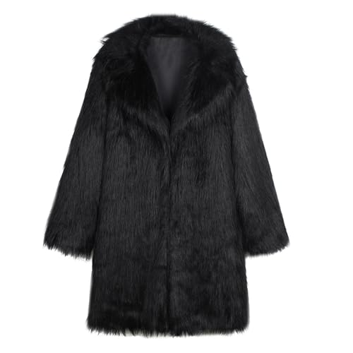 Image of Lisa Colly Men's Faux Fur Coat Winter Parka Overcoat | Men's Faux Fur Jacket, Winter Faux Fur Long Coat, Long Sleeve Fluffy Overcoat