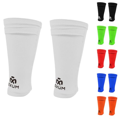 OXUM - Sujetaespinilleras - Soporte Antideslizante para Espinilleras para niños y Adultos - Calcetín Cubre espinilleras - Blanco Talla S