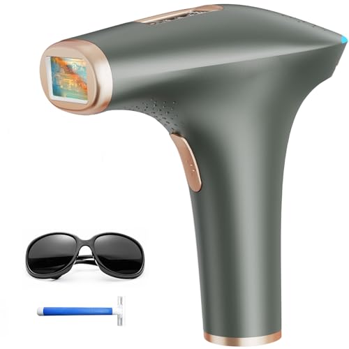 Haarlosy Depiladora Láser IPL Sin Dolor-Depiladora de Luz Pulsada 3 Funciones Avanzadas (HR/SC/RA), Depilacion Laser 9 Niveles de Energía para Mujeres y Hombres, Rostro, Bikini y Cuerpo GLY02