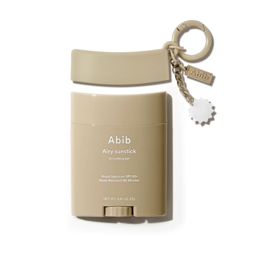 Abib Airy Sunstick & Airy Key Ring Duo: SPF50+ Broad Spectrum, Semi-Matte Sunscreen Stick for Dry & Sensitive Skin, No White Cast, UV Alert Charm Key Ring to Clip to Bag