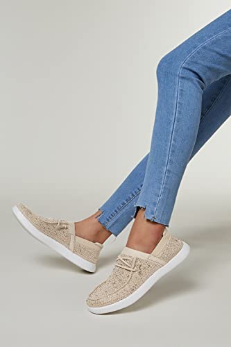 Image of BELOS Women's Rhinestone Lace Up Loafers Shoes Comfortable Slip On Mesh Knit Walking Shoes Fashion Lightweight Sparkly Glitter Sneaker