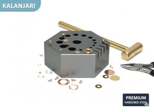 Image of 42mm Hexagonal Riveting Anvil - Multi-Functional Hex Steel Bench Block for Jewelry Making, Drilling, & Metal Smiting (19mm Thickness)