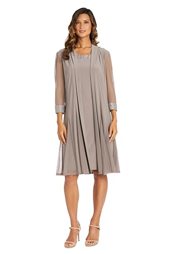 R&M Richards Womens Plus Embellished Evening Two Piece Dress