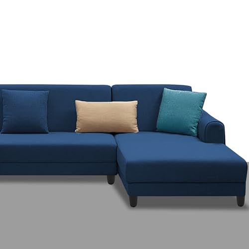 Image of Kraven RHS 6 Seater L Shape Sofa Set for Living Room (Blue Fabric) Premium Fabric Sofa