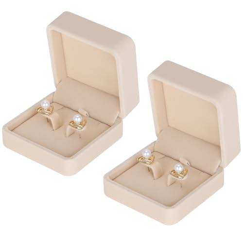 KUKUVR 2 Pieces Classic Velvet Jewelry Earring Gift Box for Stud Earring Necklace Pendant, Jewellry Earring Storage Display Case for Wedding Engagement Birthday Anniversary