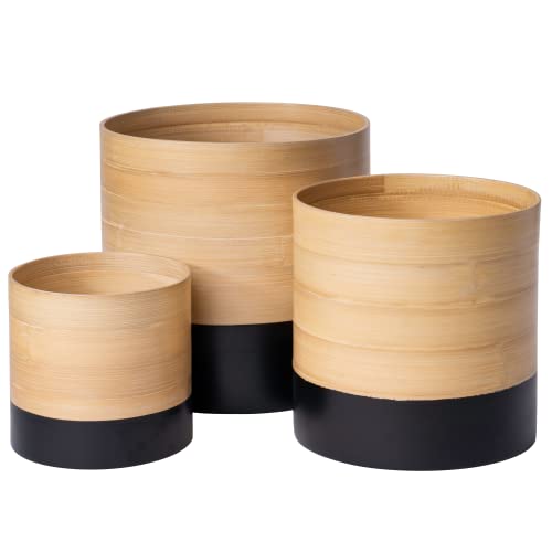 Habitas Plant Pots For Indoor Plants - Modern Planter Style Made From Bamboo. Includes Large (10 Inch Plant Pot), Medium (8") And Small (6") Planters For Indoor Plants. No More Plastic Flower Pots. #TOP16