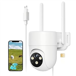 NUASI 4G LTE Überwachungskamera Aussen mit SIM Karte, 2K PTZ 360° IP Kamera Ohne WLAN Outdoor mit FarbNachtsicht, AI Personenerkennung und 2-Wege-Audio, IP66 Wasserdicht