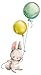 dekodino® Adesivo murale acquerello animali coniglietto con palloncini vivaismo