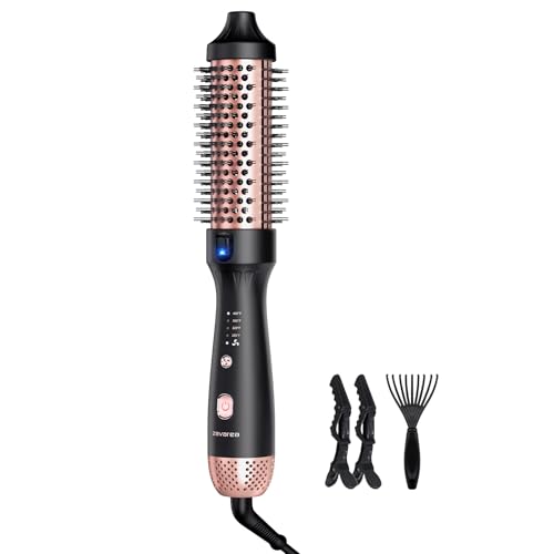 zavarea Thermal Brush, 1.5 Inch Heated Round Curling Brush, 800M Negative Ions Ceramic Stylers for Less Frizz, 4 Temp Set, Dual Voltage for Travel, Easy Use Boosts Shine