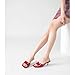 LULLASONG RED Kitten Heels Sandals Low Heels Slip On Slides 2 Inch Heeled Square Open Toe Sandals for Women