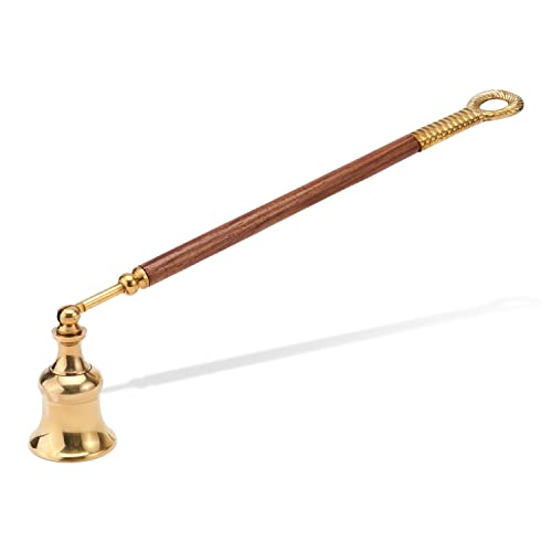 Peso: 120g NKlaus 26,5 cm in Ottone con Manico in Legno Accessori per Candele, spegnitore di stoppini con Testa Mobile 11649